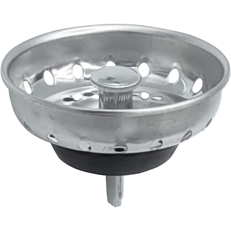 Avalon Replacement Kitchen Sink Stainless Steel Basket Strainer w/ Prong and Rubber Stopper, Universal Fit 1300S1